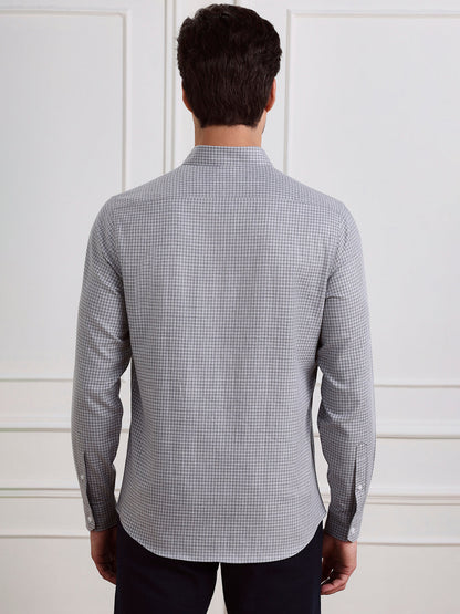 Grey Regular Fit Checked Casual Cotton Shirt for Men (COALA)