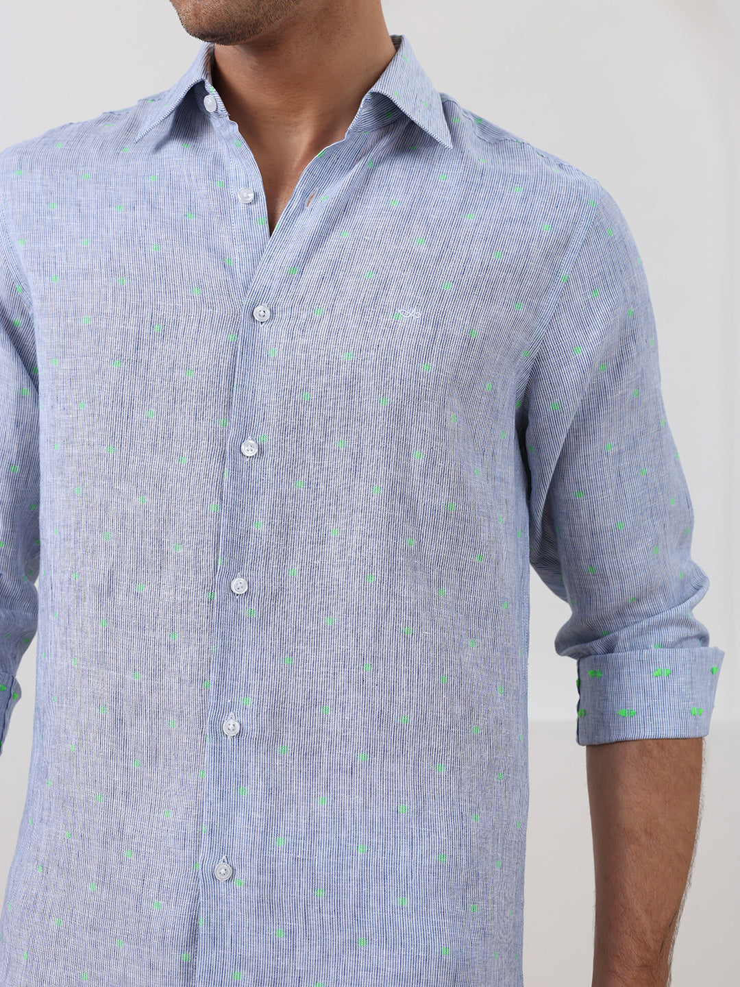 Blue Regular Fit Striped Casual Cotton Shirt for Men (LEWS)