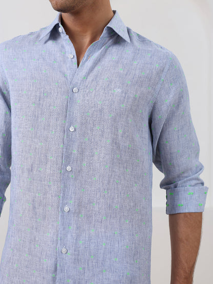 Blue Regular Fit Striped Casual Cotton Shirt for Men (LEWS)