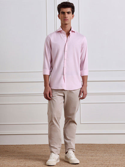 Pink Slim Fit Solid Formal Cotton Shirt for Men (LOTOS)
