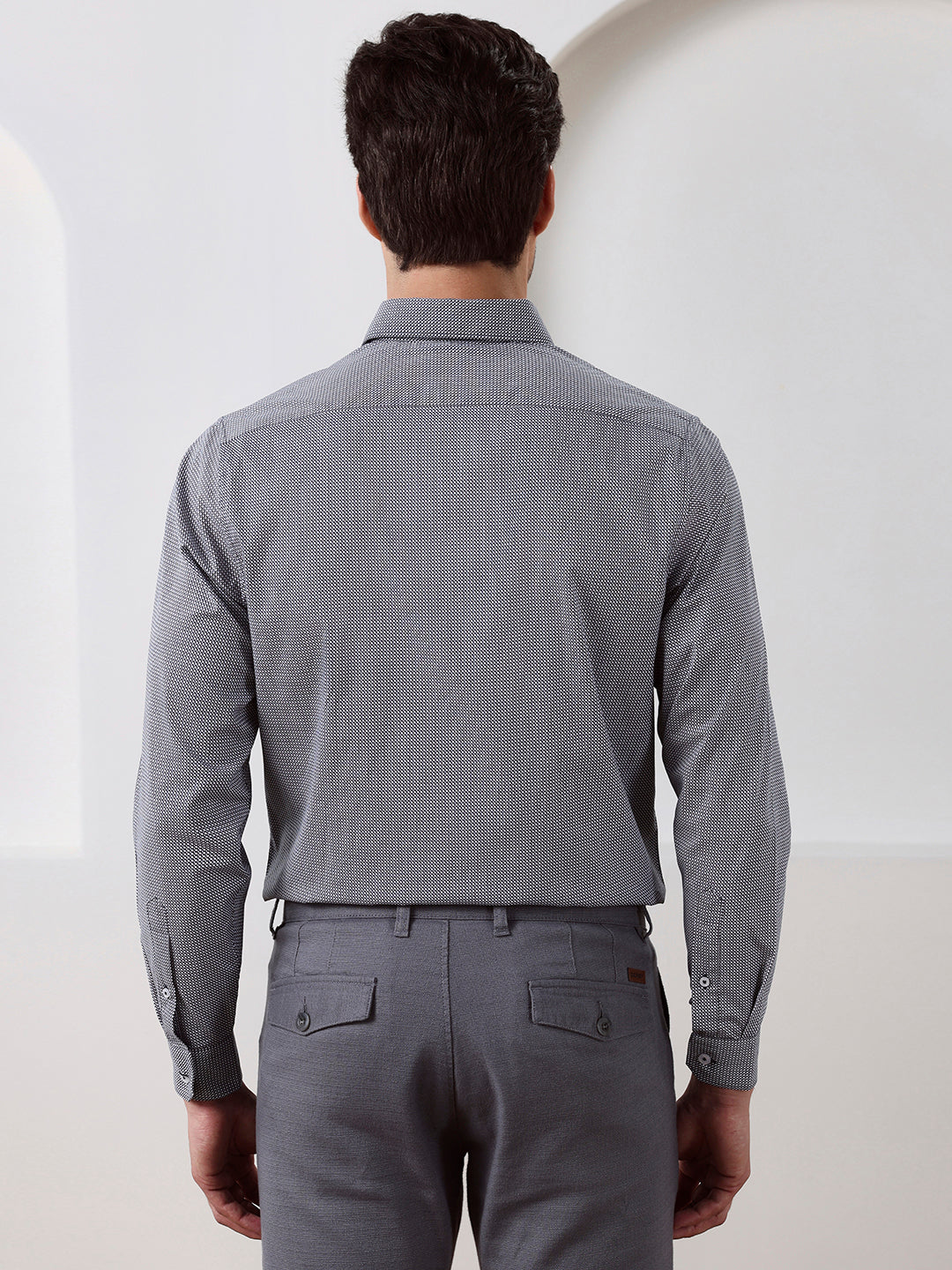 Grey Regular Fit Printed Casual Cotton Shirt for Men (LIMON)
