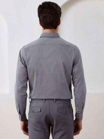 Grey Regular Fit Printed Casual Cotton Shirt for Men (LIMON)