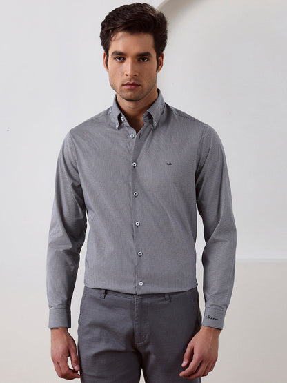 Grey Regular Fit Printed Casual Cotton Shirt for Men (LIMON)