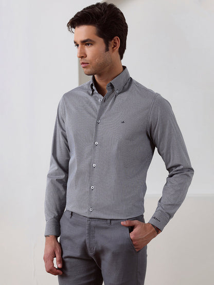 Grey Regular Fit Printed Casual Cotton Shirt for Men (LIMON)