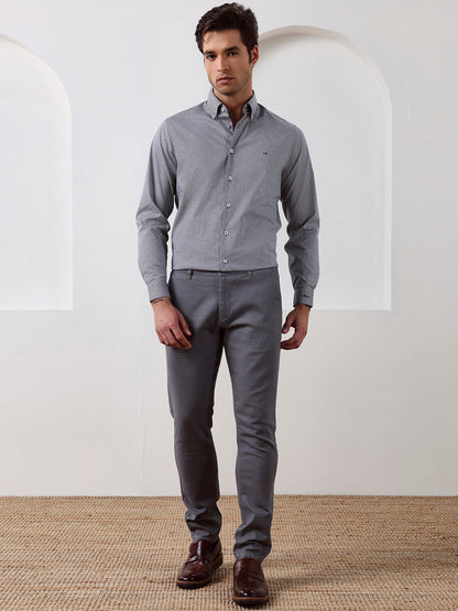 Grey Regular Fit Printed Casual Cotton Shirt for Men (LIMON)