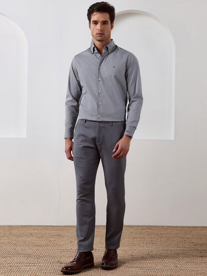 Grey Regular Fit Printed Casual Cotton Shirt for Men (LIMON)