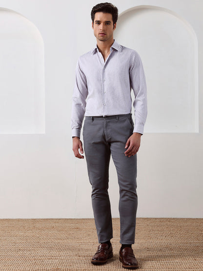Lavender Regular Fit Striped Formal Cotton Shirt for Men (LWIX)