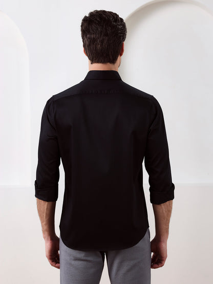 Black Regular Fit Solid Formal Cotton Shirt for Men (LISSA)