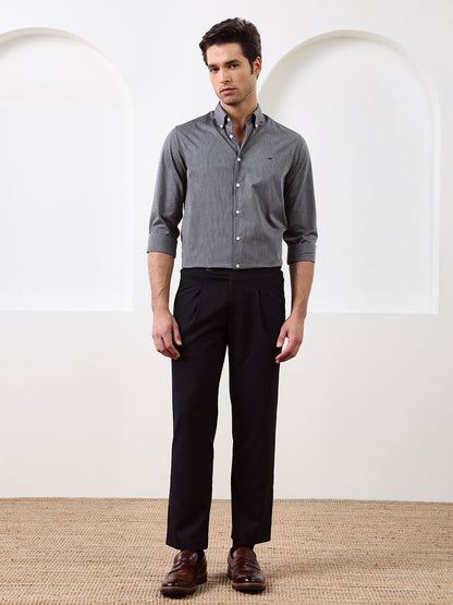 Grey Regular Fit Striped Casual Cotton Shirt for Men (CIFON)