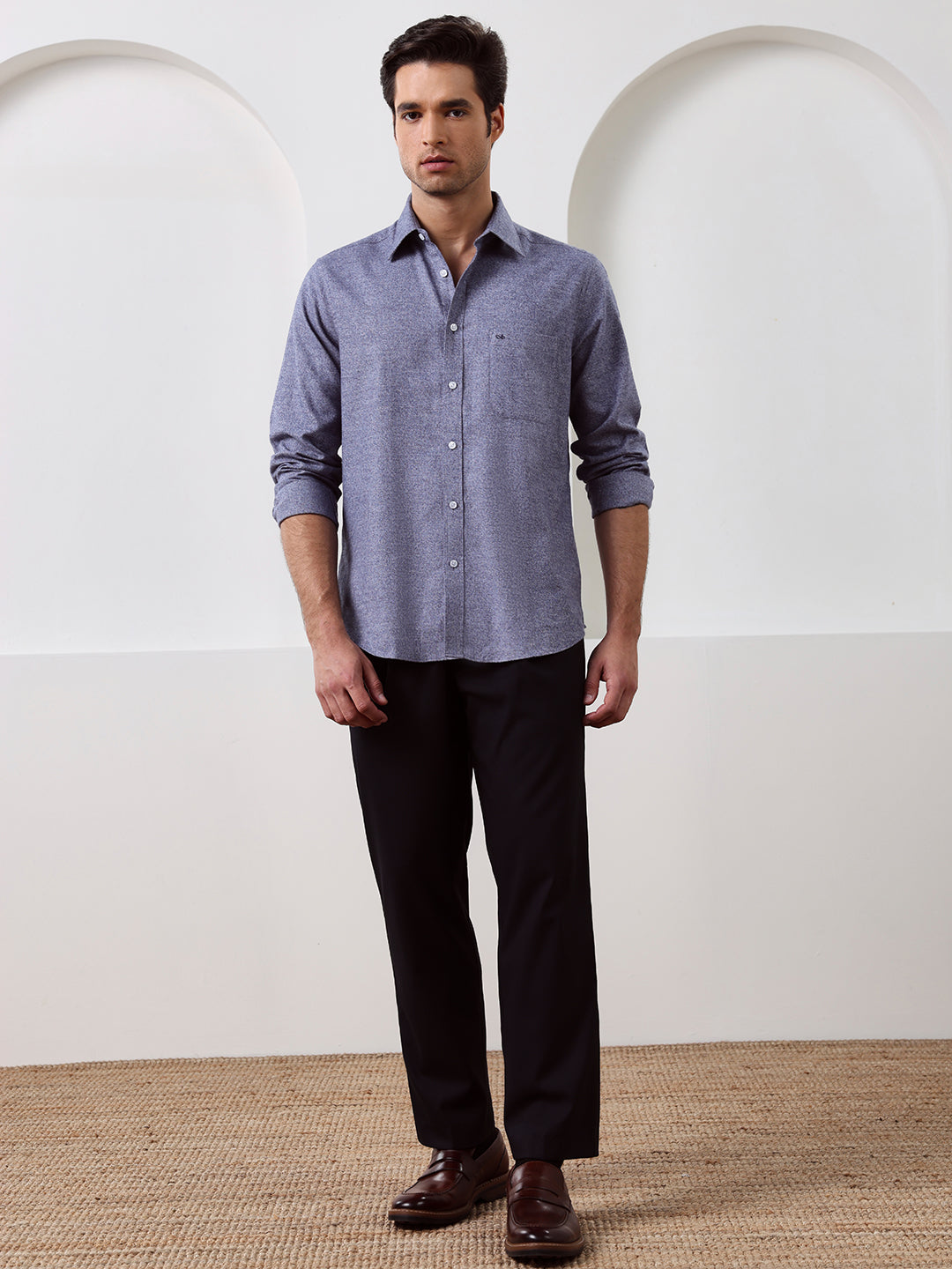 Purple Regular Fit Solid Casual Cotton Shirt for Men (CURVA)