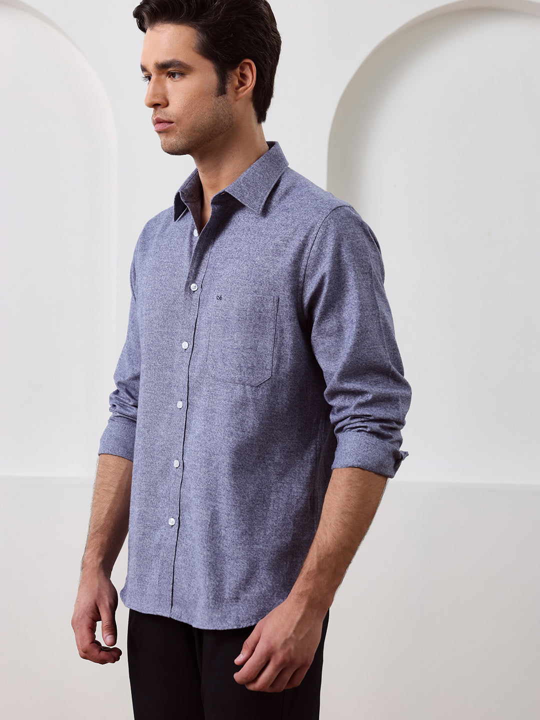 Purple Regular Fit Solid Casual Cotton Shirt for Men (CURVA)
