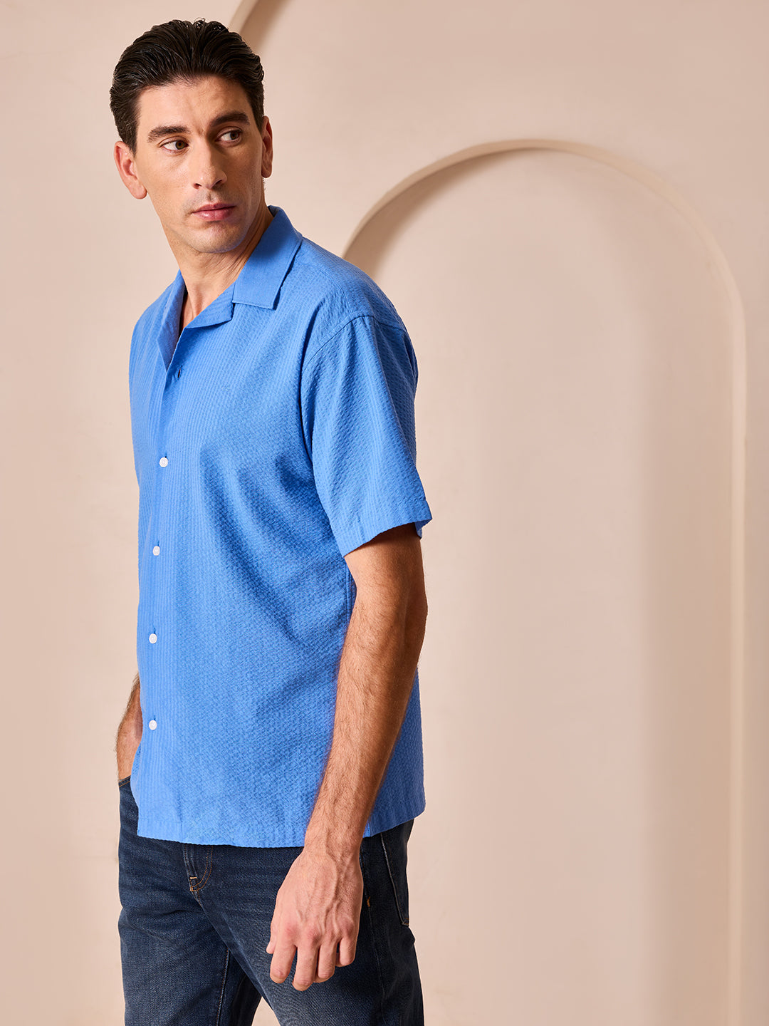 Blue Regular Fit Casual Cotton Shirt for men (CORPO)