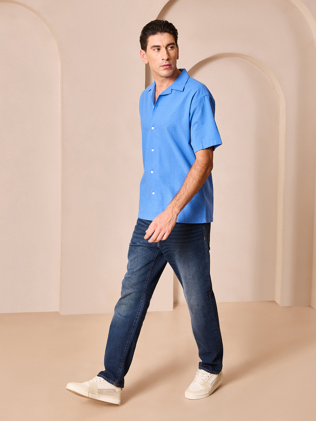 Blue Regular Fit Casual Cotton Shirt for men (CORPO)