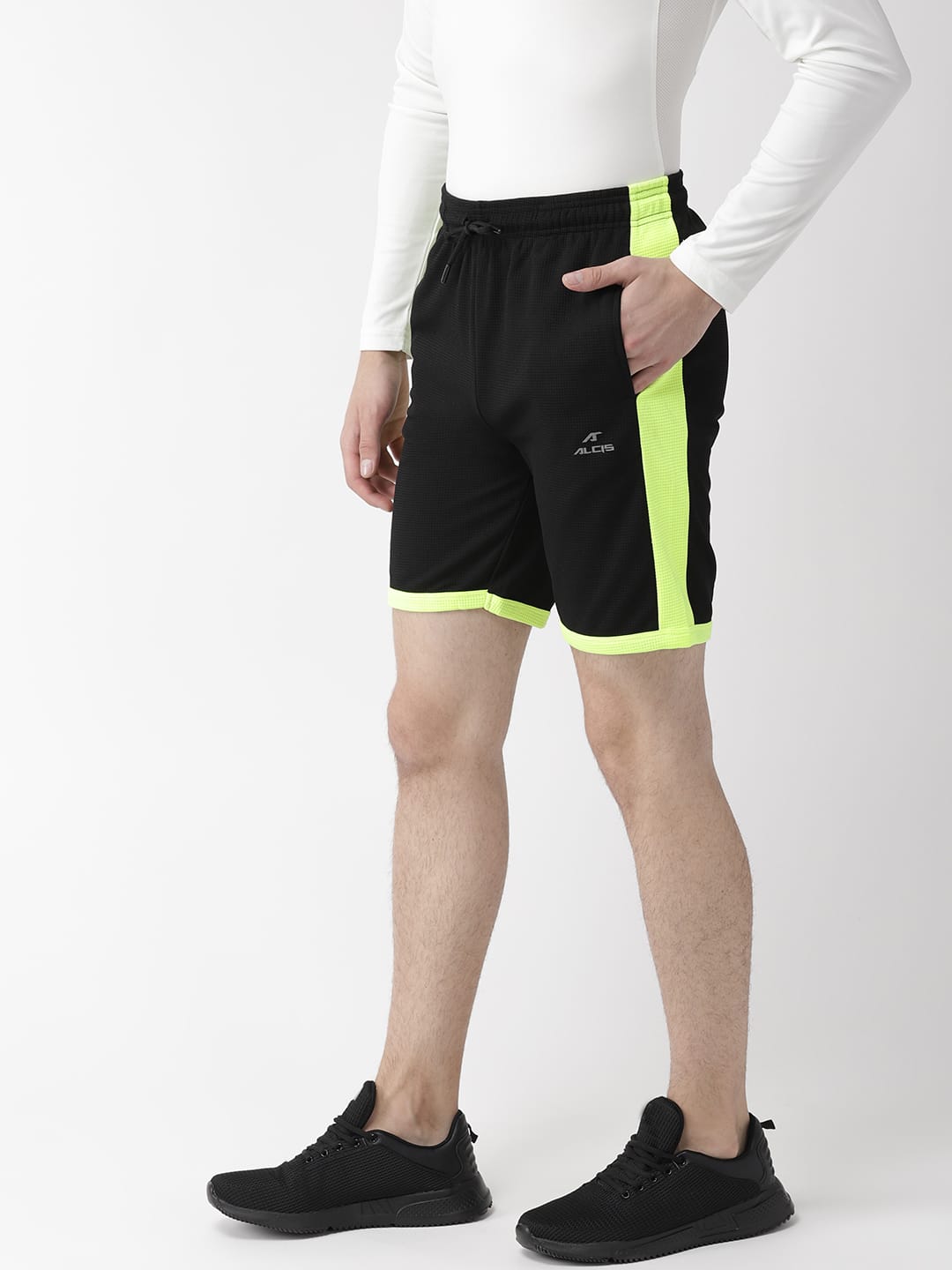 Alcis Men Color Block Black Shorts