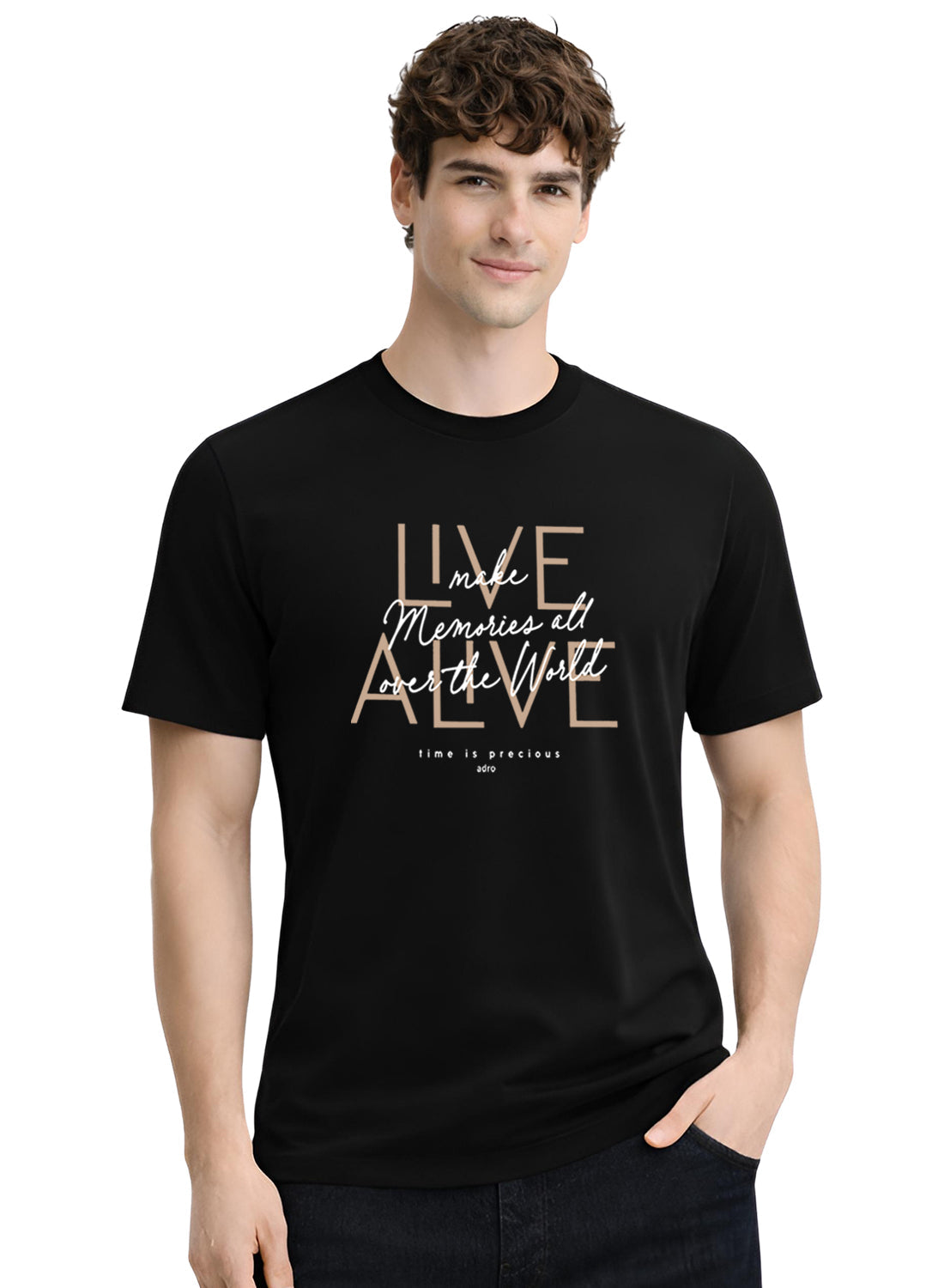 ADRO Printed Tshirt for Men | Cotton Printed T-shirt | Regular Fit Casual Mens T-Shirts | Premium Summer Tshirts Black