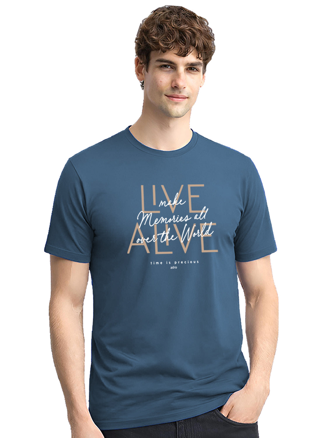 ADRO Printed Tshirt for Men | Cotton Printed T-shirt | Regular Fit Casual Mens T-Shirts | Premium Summer Tshirts Captain Blue