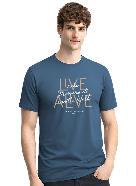 ADRO Printed Tshirt for Men | Cotton Printed T-shirt | Regular Fit Casual Mens T-Shirts | Premium Summer Tshirts Captain Blue