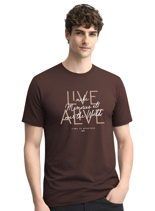 ADRO Printed Tshirt for Men | Cotton Printed T-shirt | Regular Fit Casual Mens T-Shirts | Premium Summer Tshirts French Roast