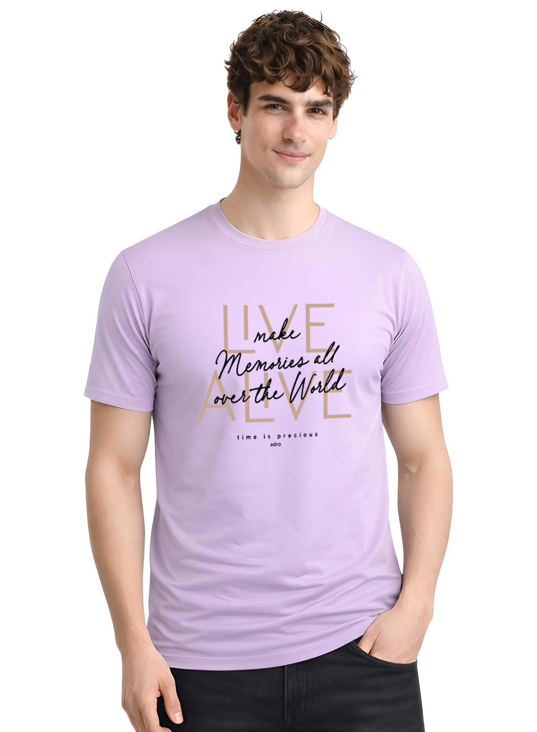 ADRO Printed Tshirt for Men | Cotton Printed T-shirt | Regular Fit Casual Mens T-Shirts | Premium Summer Tshirts Lavender