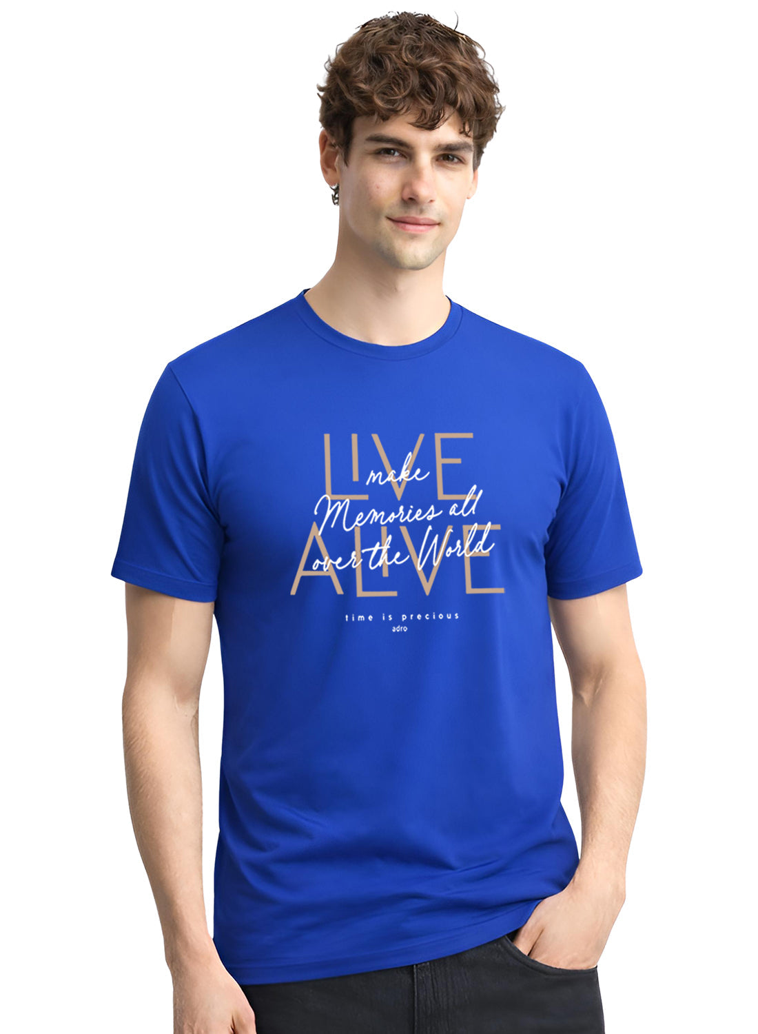 ADRO Printed Tshirt for Men | Cotton Printed T-shirt | Regular Fit Casual Mens T-Shirts | Premium Summer Tshirts Royal Blue