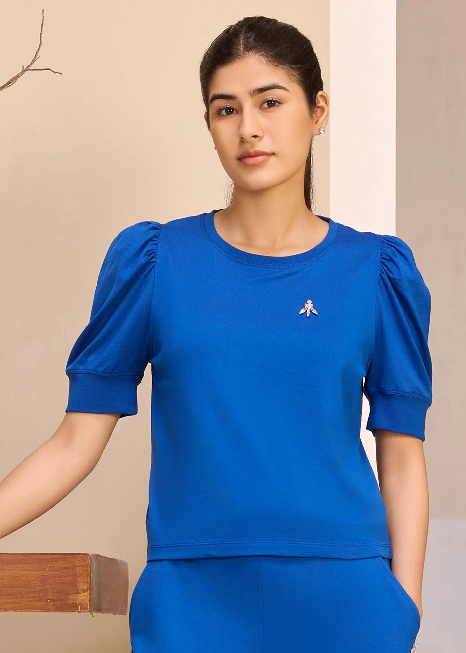 iCotton Pouf Sleeve Top Alonge