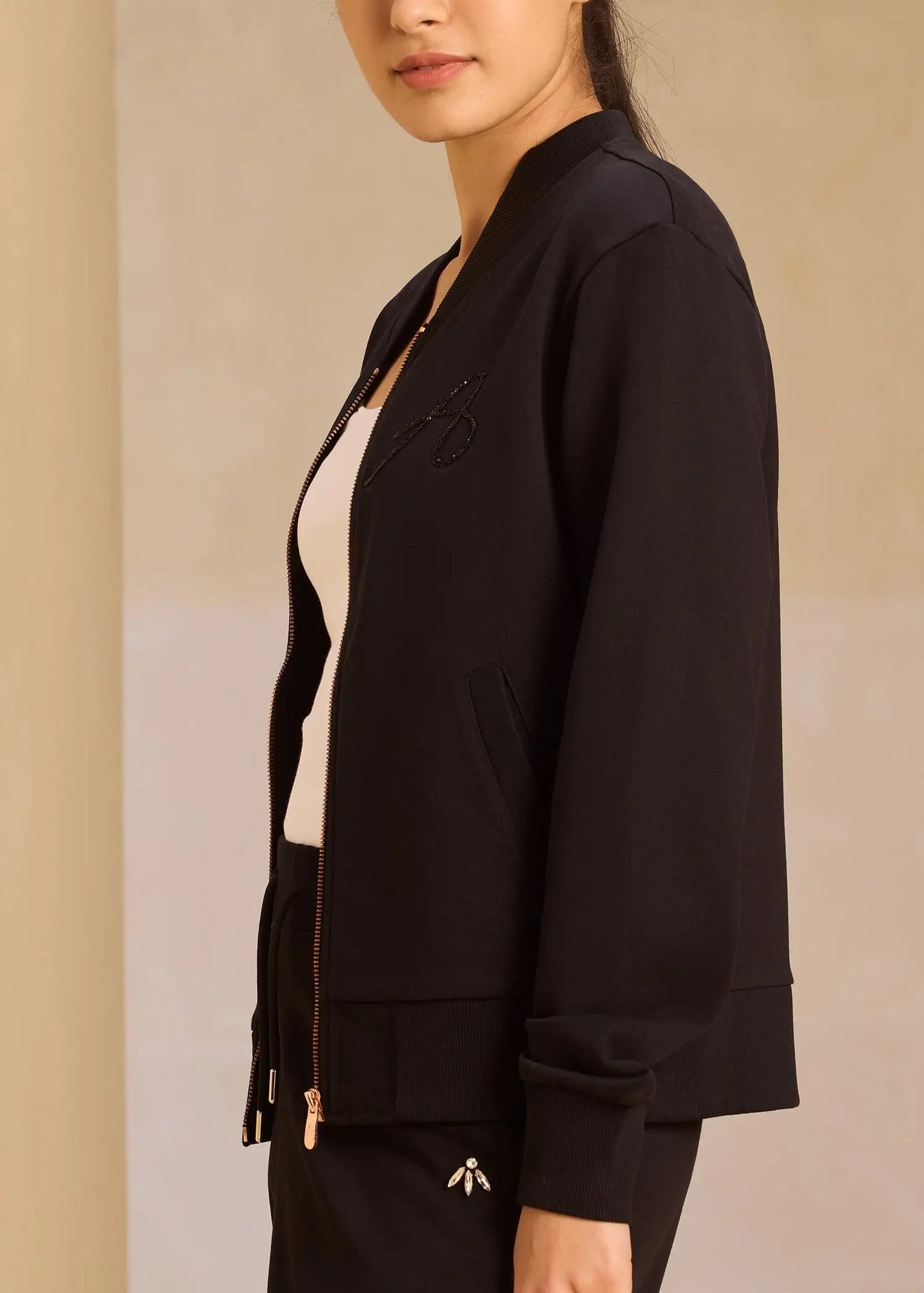 iCotton Embroidered Zipper Jacket Alonge