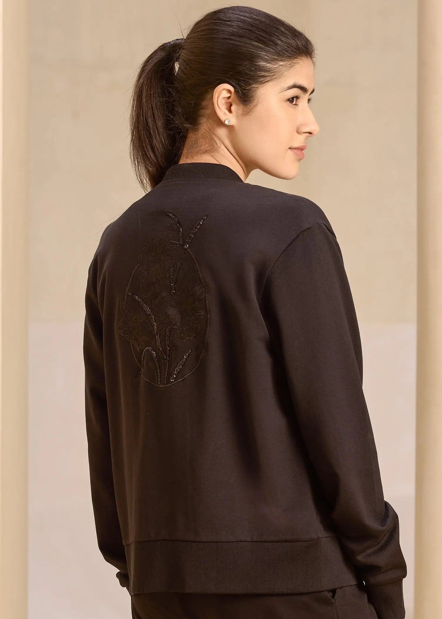 iCotton Embroidered Zipper Jacket Alonge