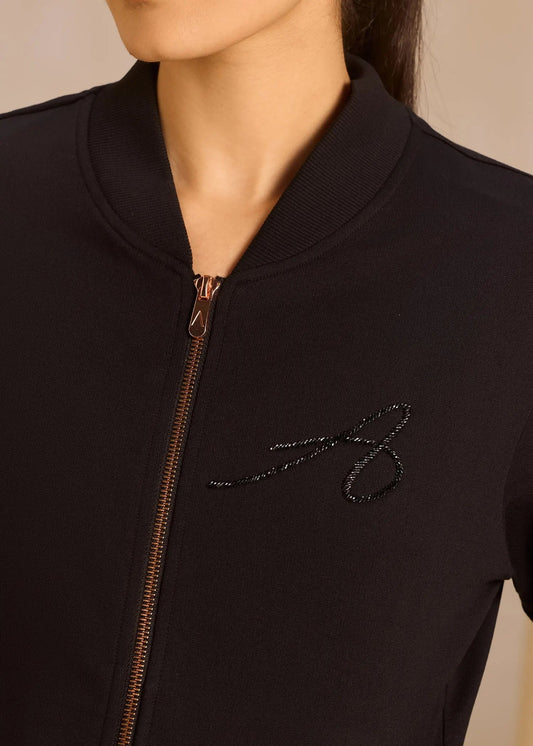 iCotton Embroidered Zipper Jacket Alonge