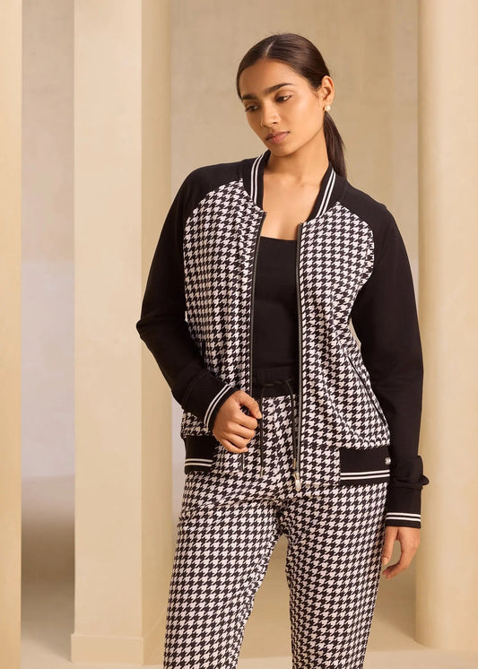 Houndstooth iCotton Zipper Jackets Alonge