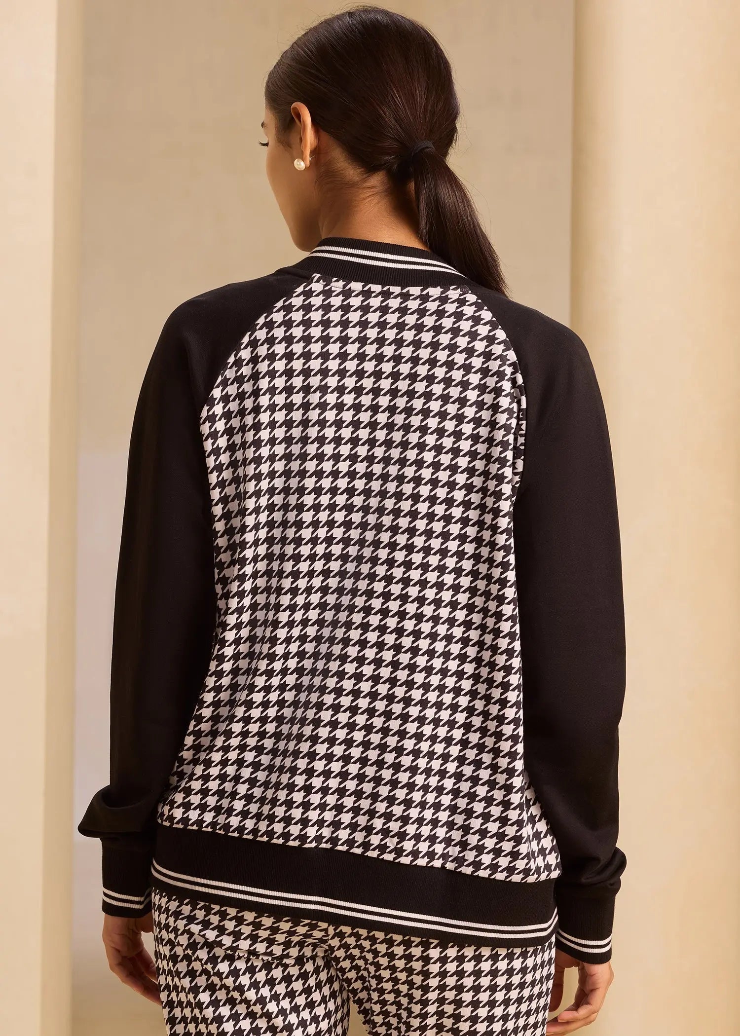 Houndstooth iCotton Zipper Jackets Alonge