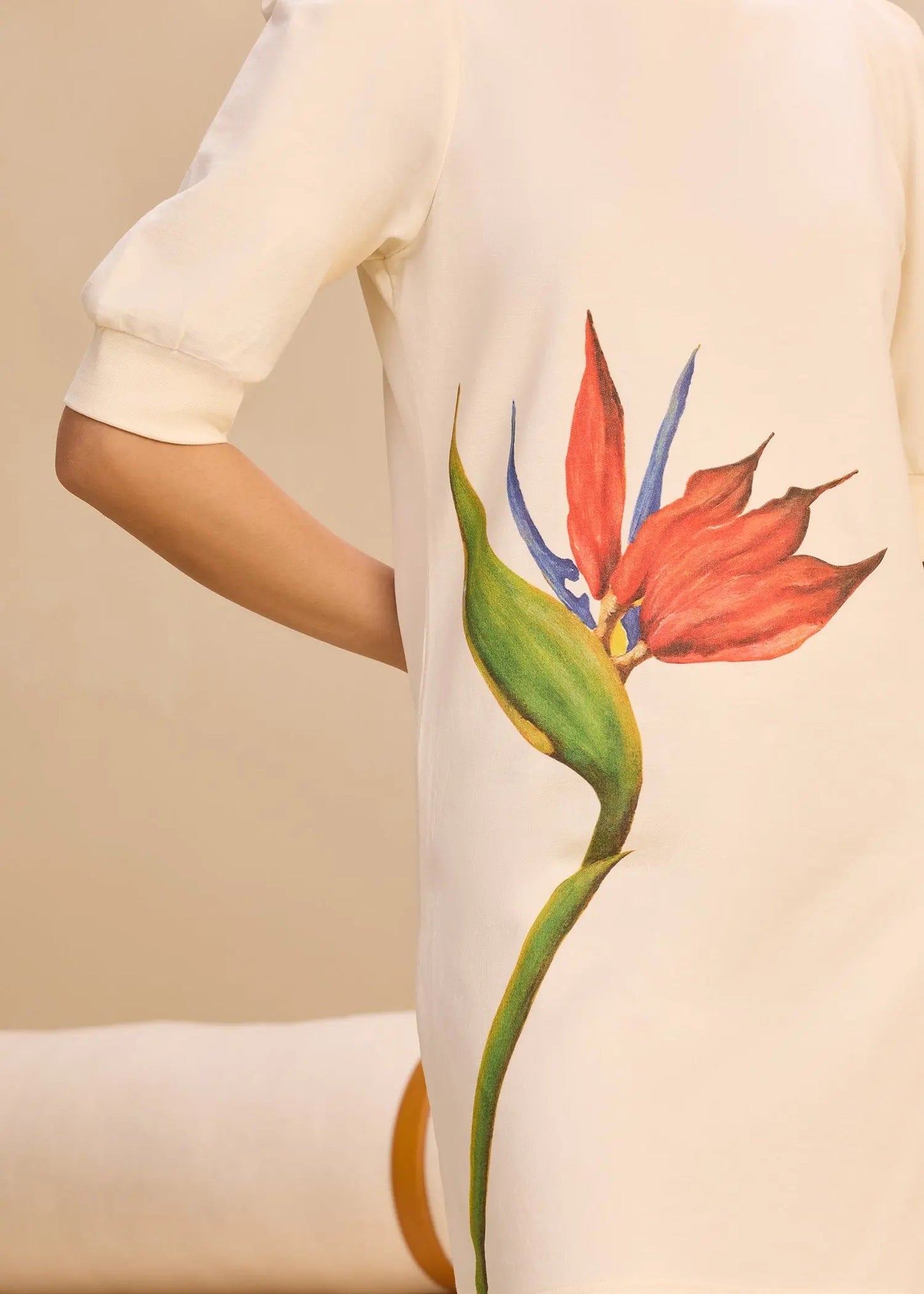 iCotton Print Pouf Sleeve Dress Alonge