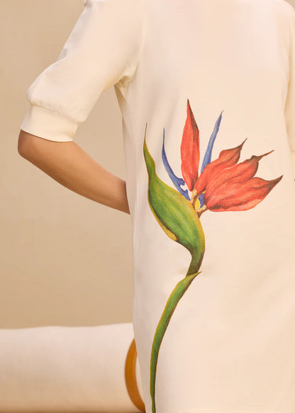 iCotton Print Pouf Sleeve Dress