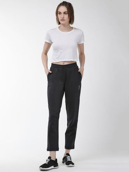 Alcis Women Black Solid Cropped Training Track Pants