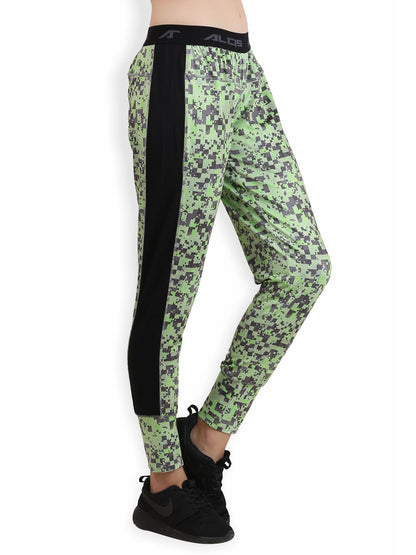 Alcis Womens Printed Green Track Pant ALWPA143429