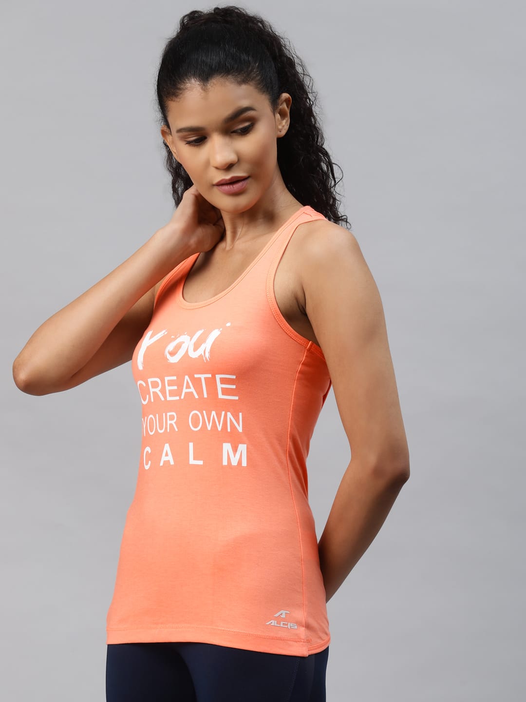 Alcis Women Orange Printed Tank Top