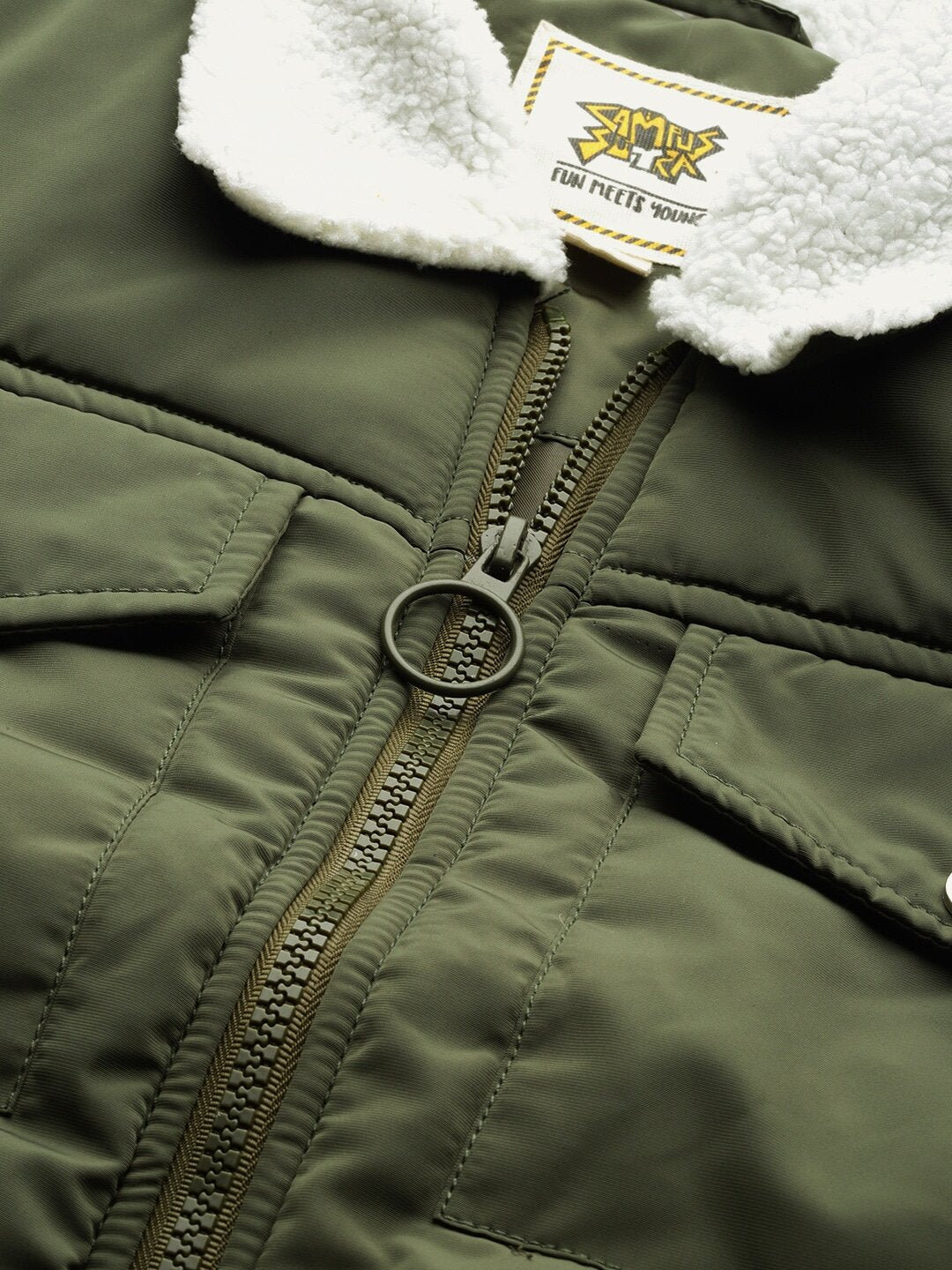 Women Olive Green Solid Puffer Jacket