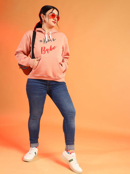 PLUS SIZE WOMEN PRINTED HOODED SWEATSHIRT