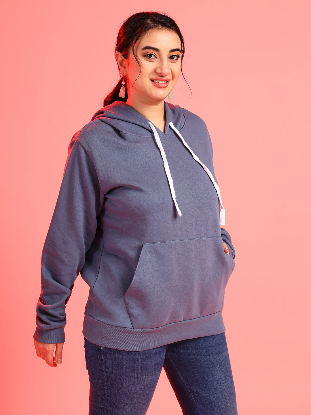 Solid Hooded Sweatshirt