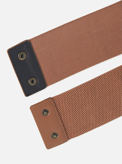 Tan Brown Textured Stretch Waist Belt