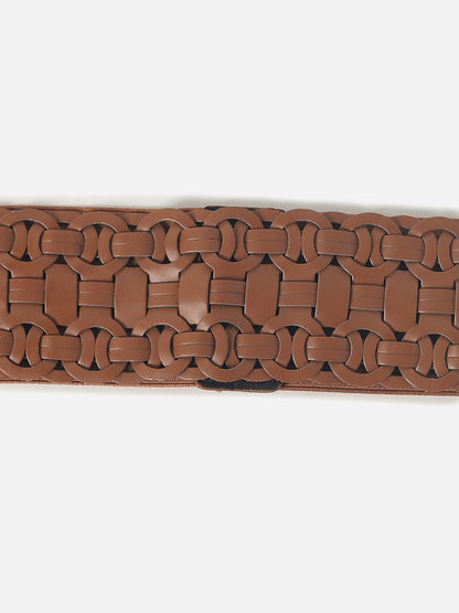 Tan Brown Textured Stretch Waist Belt