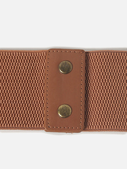 TAN BROWN TEXTURED STRETCH WAIST BELT