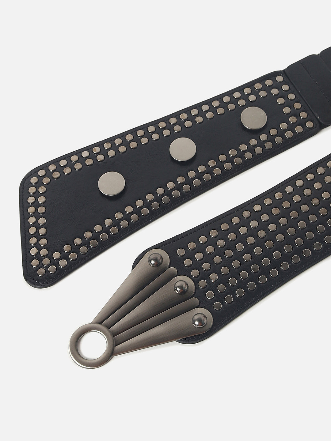 Black Textured Stretch Waist Belt