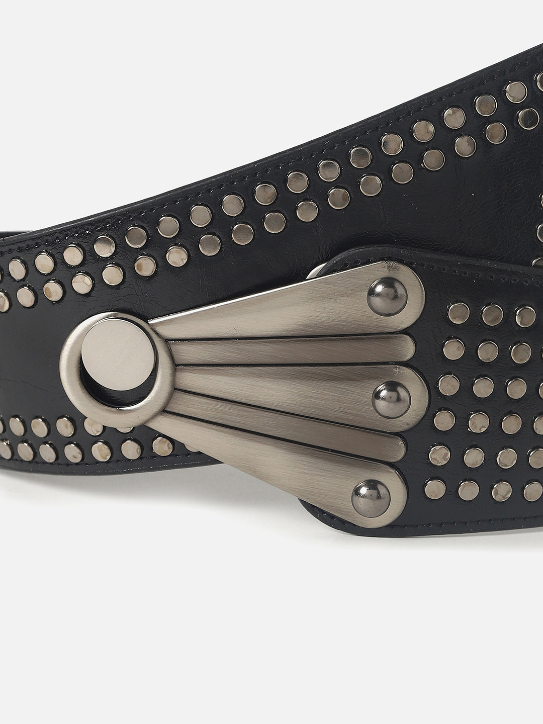 BLACK TEXTURED STRETCH WAIST BELT