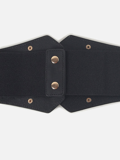 BLACK TEXTURED STRETCH WAIST BELT