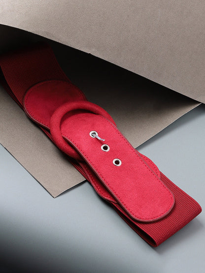 Red Solid Stretch Waist Belt