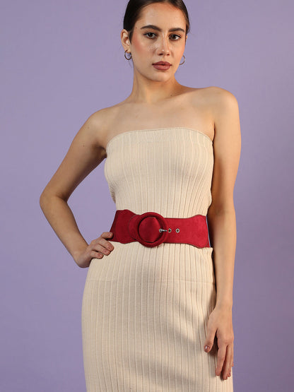 Red Solid Stretch Waist Belt