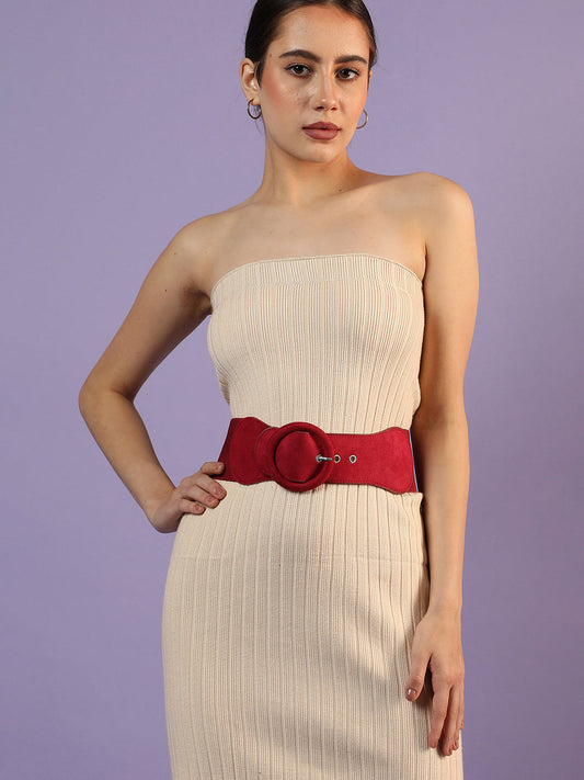 Red Solid Stretch Waist Belt