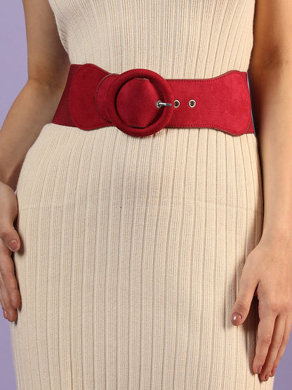 Red Solid Stretch Waist Belt
