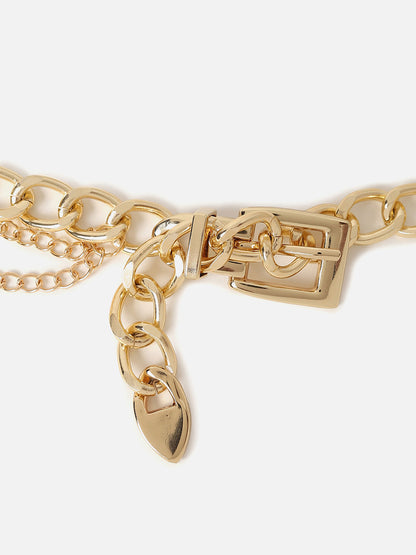 Gold Chain Solid Waist Belt