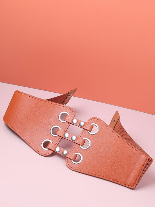 Tan Brown Solid Stretch Waist Belt